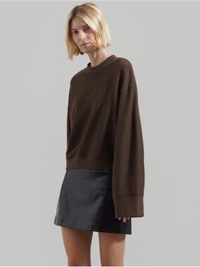 The Frankie Shop Brown Talia Ribbed-Neck Sweatshirt